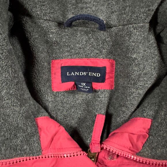 Lands’ End Women’s 1X Pink Fleece Lined Winter Jacket Plus Size 16W–18W - Picture 3 of 5